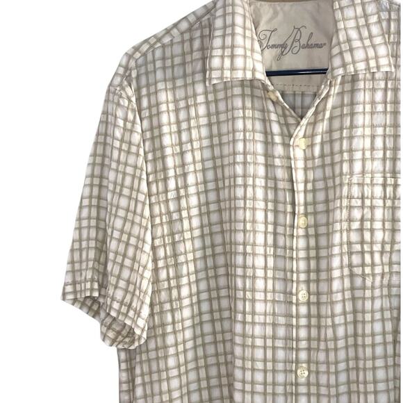 Tommy Bahama Mens Size L Short Sleeve Plaid Tencel Lyocell Button Up Shirt - Picture 3 of 6